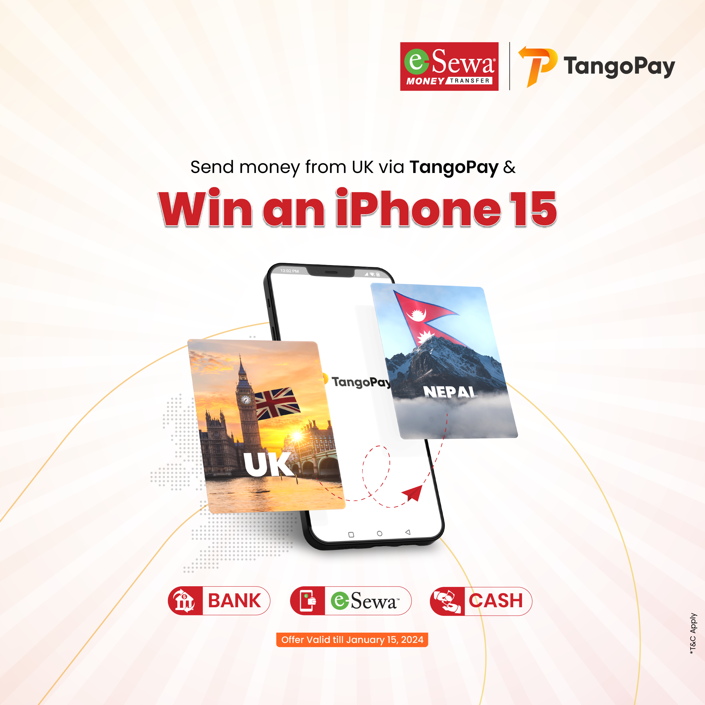 Send money from UK via TangoPay and get a chance to win an iPhone 15! - Featured Image